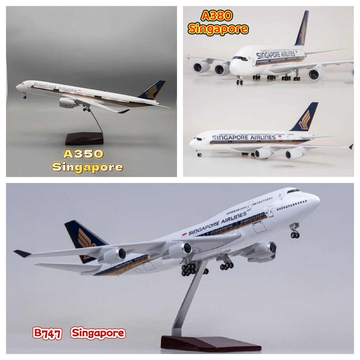 Model Kit Singapore - Singapour Airways A350/A380/B747 échelle avion jouet